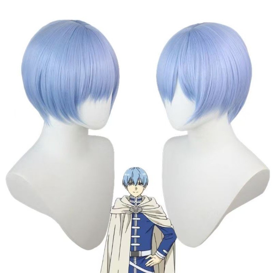 Frieren Himmel Cosplay Tóc Giả Xanh Nhạt Ngắn Chịu Nhiệt Tổng Hợp Tóc