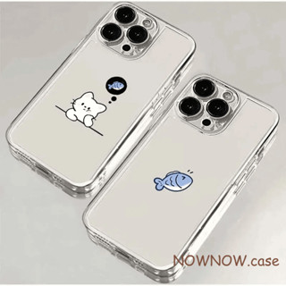 Dành Cho IPhone 16 15 14 13 12 11 Pro Max X XR XS Max 7 8 Plus Đơn Giản Và Dễ Thương Mèo Con Cặp Đôi Trong Suốt Vỏ Điện Thoại Mềm