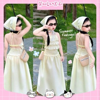 NB138 - (Tặng khăn) Set áo chun cổ yếm chân váy dáng dài 3 chi tiết cho bé gái