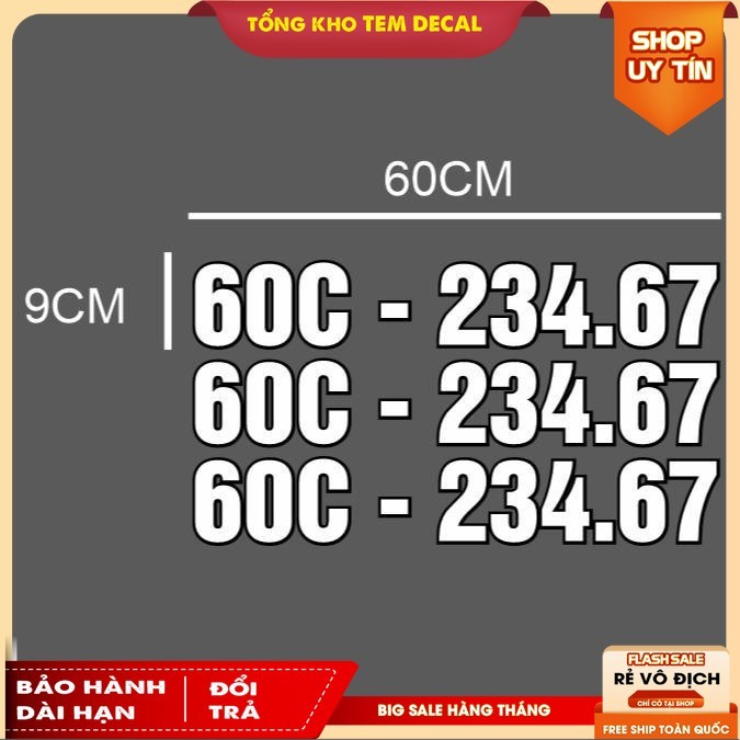 Cắt chữ Decal biển số xe tải, xe khách..dán mọi màu xe, combo 3 chiếc Tem - Tem decal biển số xe tải