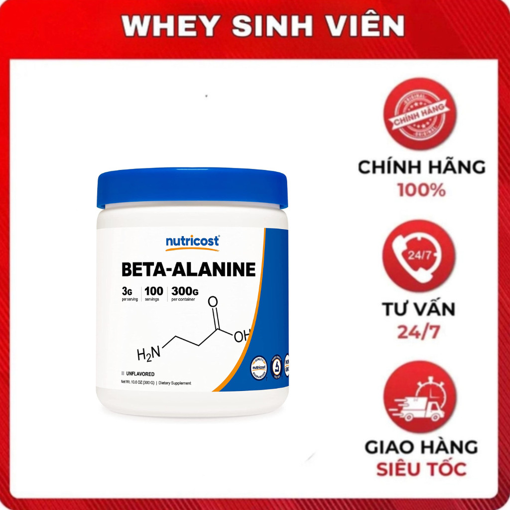 [Chính hãng] NUTRICOST BETA ALANINE POWDER 300GRAM | Tăng Cường Sức Mạnh, Tập Trung tại WheySinhVien