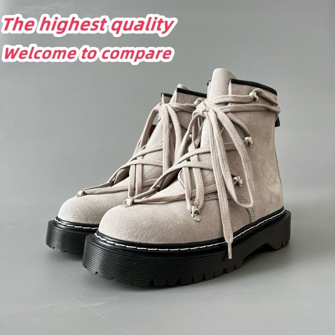 RickOwens x Dr. Martens Martin 1460 short mid calf Martin boots light grey brown unisex 6200658