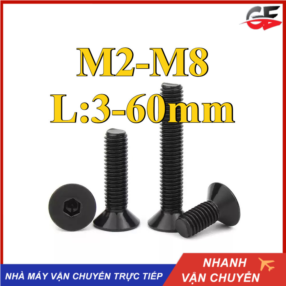 Vít Bulông đầu chỏm cầu , bulong  đầu bằng inox 304 Đen，Bu Lông Đầu Lục Giác Dẹp Siêu Mỏng Bằng，Ốc v