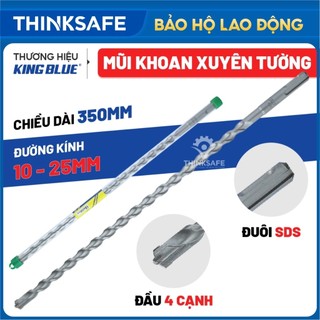  Mũi Khoan Xuyên Tường 4 Cạnh chuôi gài KingBlue KBL4 đường kính 10-25mm dài 350mm Mũi khoan bê tông 