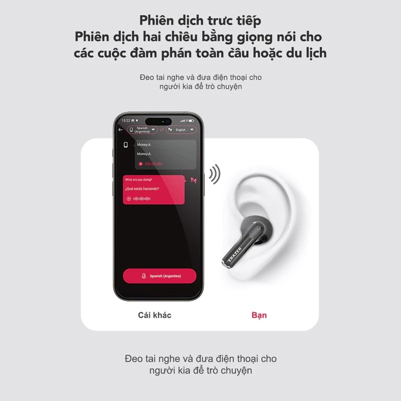 Tai nghe dịch thuật Lenovo ER AZER XT69 PRO Tai nghe Bluetooth không dây có bản dịch AI thời gian thực 134 ngôn ngữ Tai nghe nhét tai khử tiếng ồnTWS | BigBuy360 - bigbuy360.vn