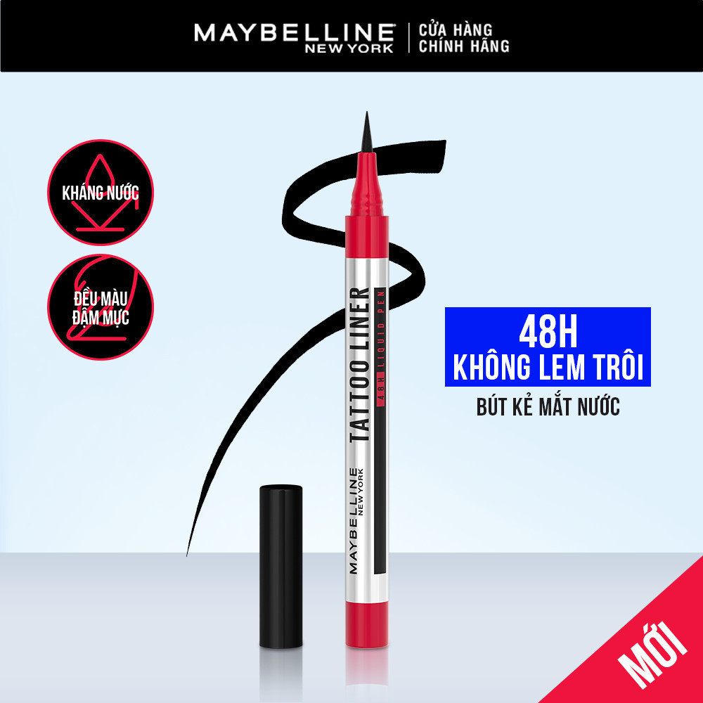Bút Kẻ Mắt Nước Đen 48H Đậm Màu Bền Màu Không Lem Không Trôi Maybelline New York Tattoo 48h Liquid Pen EyeLiner 1g | BigBuy360 - bigbuy360.vn