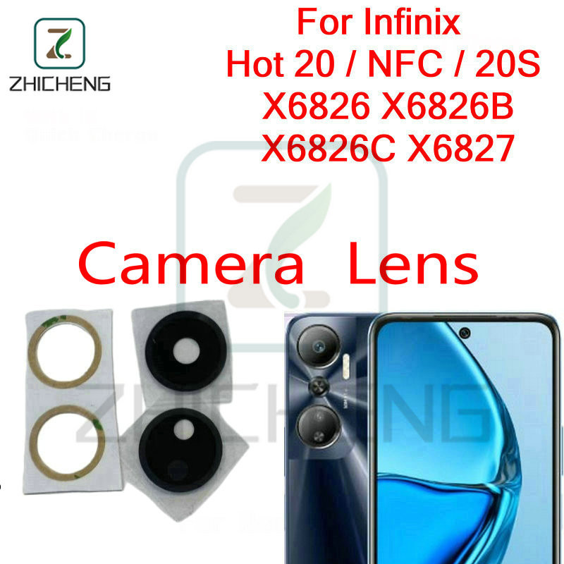 Dành Cho Infinix Hot 20 NFC 20S X6726 X6726B X6726C X6827 Camera Kính Phía Sau Ống Kính Có Miếng Dán