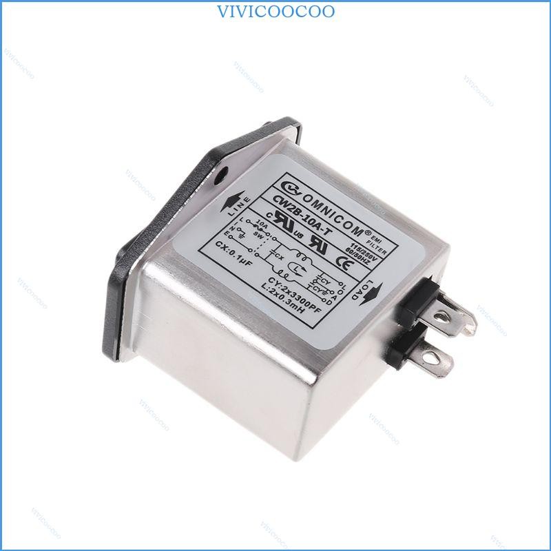 Bộ lọc nguồn VIVI CW2B-10A-T EMI Bộ điều hòa dòng ổ cắm một pha AC 115 250V