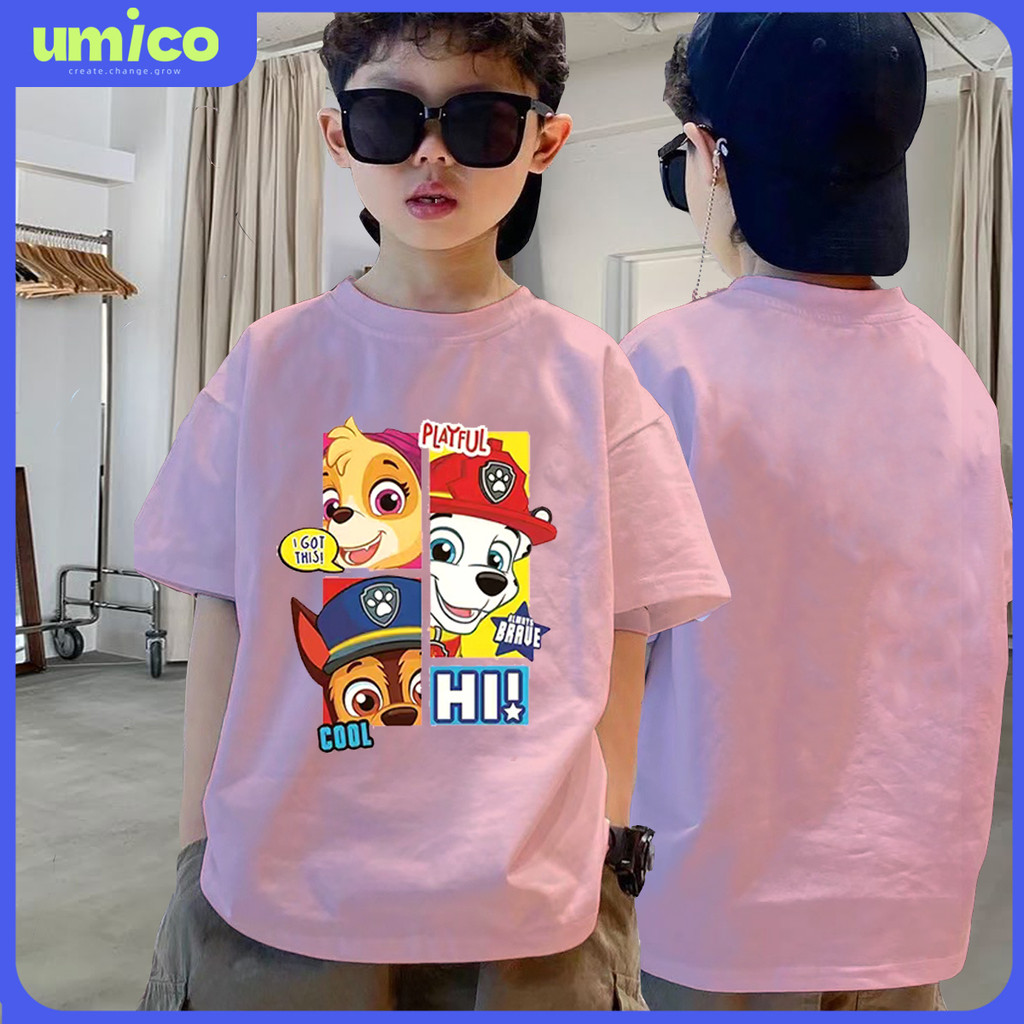 Áo phông bé trai mùa hè in hình Paw Patrol, áo cổ tròn cotton mềm mại thoải mái