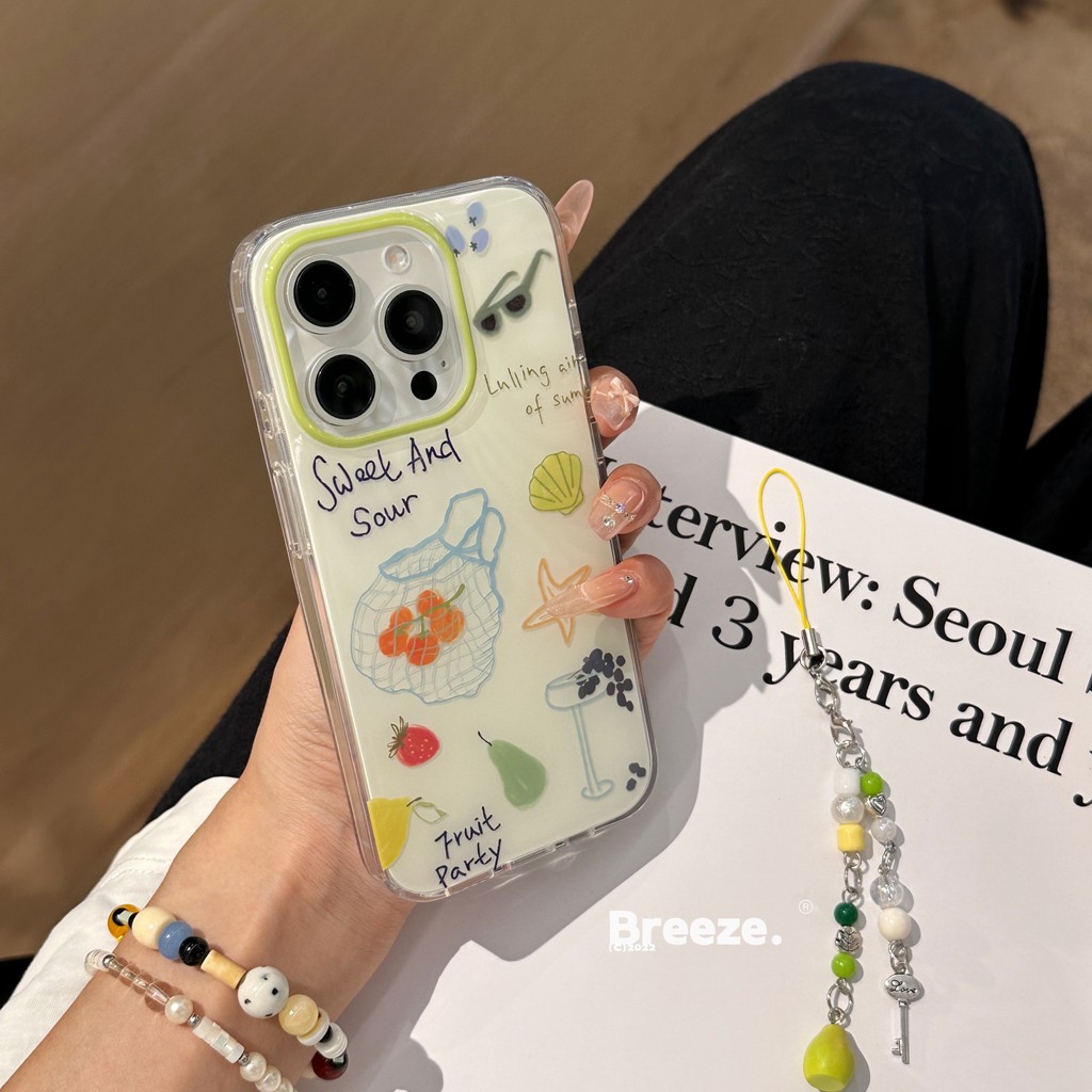 Ốp điện thoại túi mua sắm trái cây sao biển sang trọng thích hợp cho iPhone 16 15 14 13 Pro Max chốn