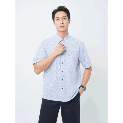 Sơ mi tay ngắn lai ngang VIETTIEN SMART CASUAL vải Bamboo phom REGULAR VT00000382