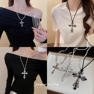 Vòng cổ mặt dây chuyền ngọc trai bằng da đính kim cương DREZEW, dây chuyền xương đòn cổ điển thời trang châu Âu và Mỹ, dây chuyền cao cấp thích hợp dành cho nữ