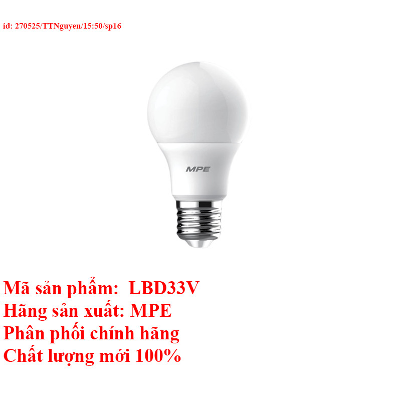 Đèn led bulb chống ẩm 3W vàng LBD3-3V