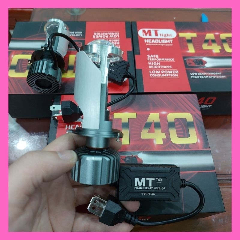 Pha led bi cầu mini T40 Pro bản nâng cấp, mẫu mới nhất 2024 chân H4