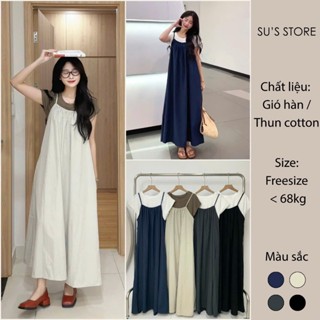 Set Yếm Nữ Dáng Dài 2 Dây Kèm Áo Thun SUSSTORESG S718 Thời Trang Nữ