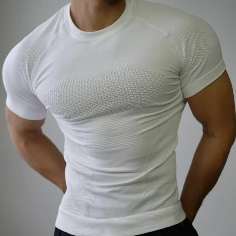 Fitness Seamless Short-Sleeved Sports T-shirt Men's Summer Running Training Quick-Drying Compression