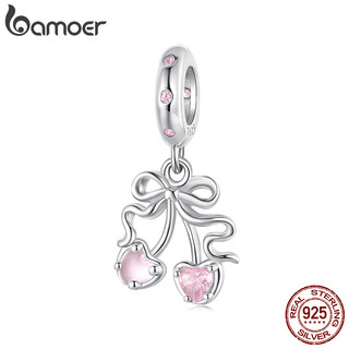 Bamoer Bạc 925 Charm Hồng Anh Đào Mặt Dây Chuyền DIY Cho Vòng Tay Quà Tặng Nữ