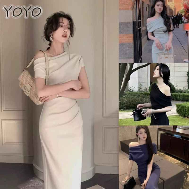 Váy bút chì trễ vai thanh lịch hoàn toàn mới, váy dự tiệc chất lượng cao, váy bó gợi cảm nhiều màu