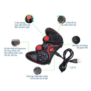 ( TẶNG KÈM GIÁ ĐỠ ĐIỆN THOẠI ) Tay cầm chơi game Bluetooth Terios T3 (Đen)