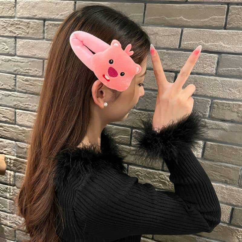 Kẹp tóc Loopy Anime Hải ly nhỏ màu hồng, kẹp buộc óc Loopy dễ thương búp bê vải nhung lông T323