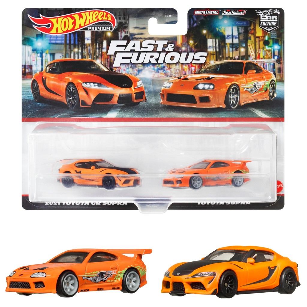 Hot Wheels Premium 2-Pack Fast & Furious 2021 Toyota GR Supra/Toyota Supra [Ages 3+] HKF54