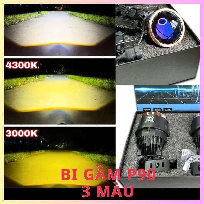 Đèn bi gầm 3.0 P80 - 3 Gam màu trong 1 bi.Chống nước, chống bụi tuyệt đối IP68.Trợ sáng xe máy, bi g