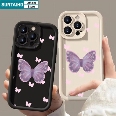 Suntaiho Đẹp Dreamy Họa Tiết Bướm Ốp Lưng Điện Thoại Silicon Mờ Mềm Cao Cấp Chống Sốc Cho iPhone 11 12 13 14 15 16 Pro max IP 7 8 Plus Iphon X Xs XR Xs max