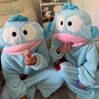 GUTGOJO Hoạt Hình Bộ Đồ Ngủ Hangyodon, Váy Ngủ Lông Cừu San Hô Đồ Ngủ Cá Xấu Xí, Tay Dài Ngọt Ngào Ngộ nghĩnh Mặc Nhà Bộ Đồ Ngủ Cá Dopey Trẻ Em Người Lớn