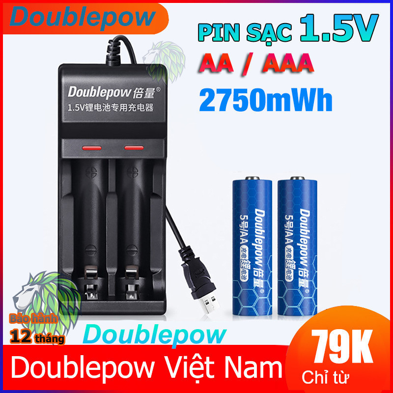 Bộ Sạc Pin 1.5V Lithium-ion AA AAA Doublepow L151 L152 và pin AA 1.5V 2750mWh cho micro karaoke, chu