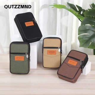 Túi đựng điện thoại di động QUTZZMND, Gói thắt lưng chống nước bằng vải Canvas, Dây đeo dây kéo ba lớp Túi xách dung tích lớn