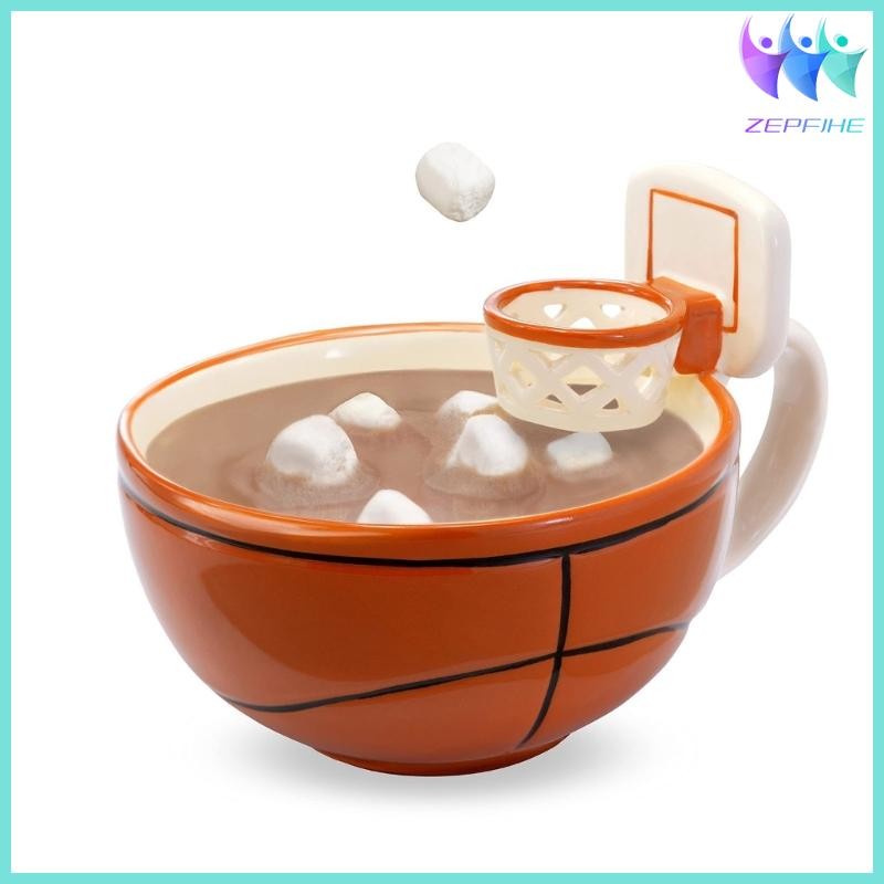 Nio Novel Goal Bóng đá Hình bóng rổ Cốc gốm sứ có giỏ Cà phê Cốc sữa