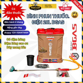 [Chính hãng] Bình phun thuốc sâu điện. BGAS 20 lít có đảo thuốc loại 1 Bơm & 2 Bơm cao cấp