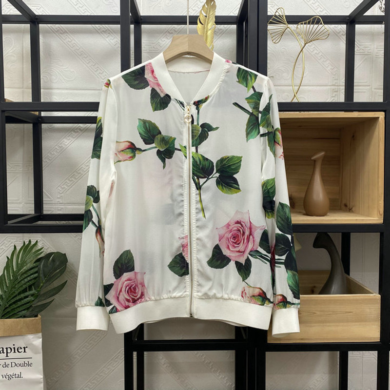 Chiffon Shirt Fashion Printed Zipper Coat Women's Clothing 2025 New Middle-Aged Mom plus Size Cardig