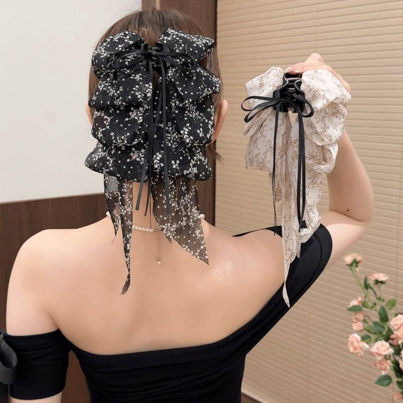 Phụ nữ Kẹp tóc in hoa lớn Kẹp tóc Phụ kiện tóc Hàn Quốc