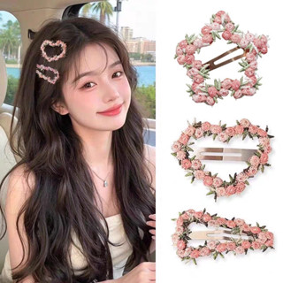  Haimeikang 2 Cái   Bộ Vải Tươi Thêu Hình Hoa Kẹp Tóc nữ Nổi Bên Tóc Gãy BB Kẹp Phụ Kiện Tóc Ngọt Ngào 