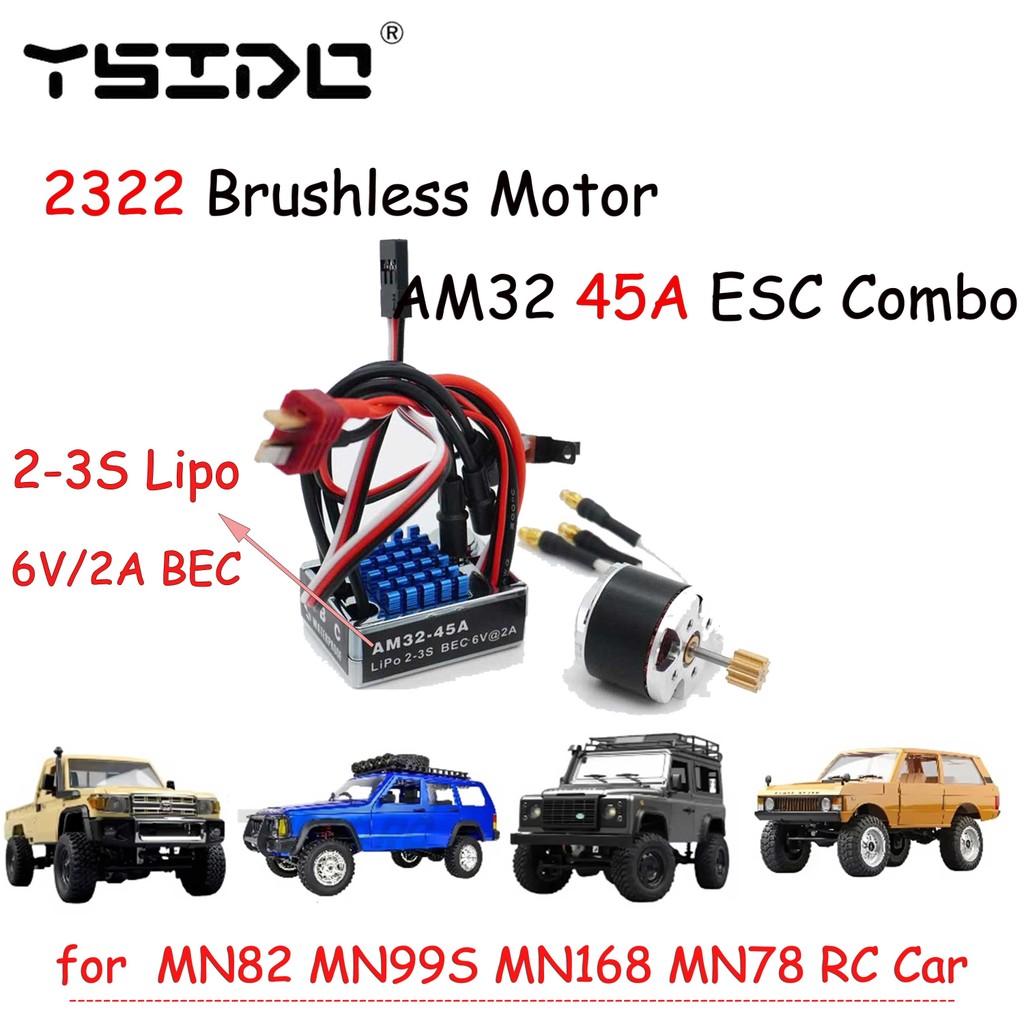 RC Outrunner 2322 Động cơ không chổi than w / AM32 45A ESC 2-3S Combo cho xe RC MN82 MN99S MN168 MN7