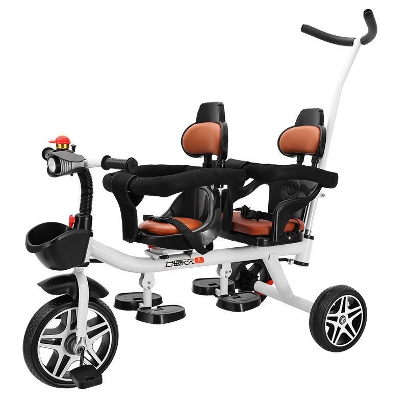 Xe đạp ba bánh cho trẻ em, xe đẩy hai trẻ em, xe đẩy cho trẻ sơ sinh và trẻ nhỏ kích thước lớn từ 1-