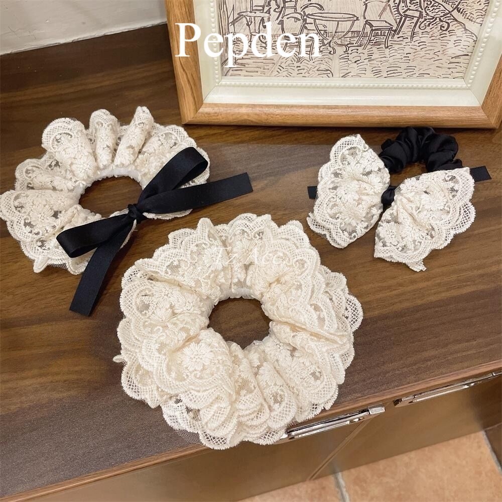 Dây buộc tóc ren Dây buộc tóc nguyên bản Retro lớn Dây buộc tóc đơn giản Dây buộc tóc hai lớp [ J705