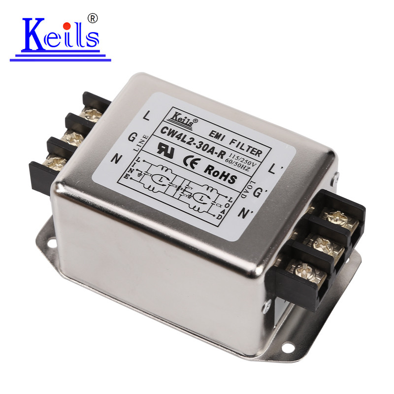Bộ lọc nguồn KEILS Khối đầu cuối 220V 10A20A30A AC Single Phase CW4L2-20A-R Rail