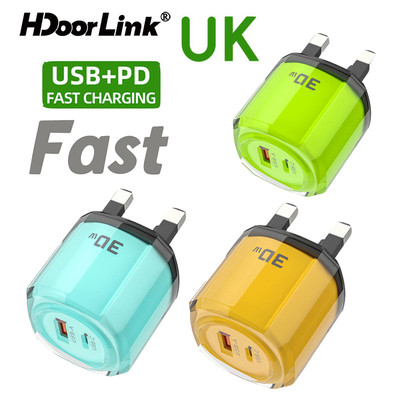 HdoorLink USB C Sạc Vương Quốc Anh Sạc Nhanh PD 12W Loại C Sạc Cho Điện Thoại 15 14 13 USB C Sạc Tường