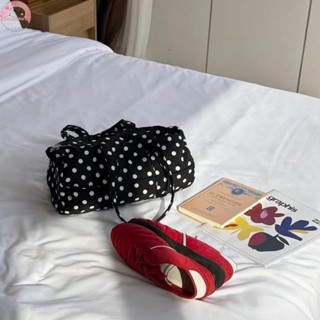 BWHTE 1 Cái Đen Trắng Nylon Chấm Bi Dung Tích Lớn Thường Ngày Du Lịch Đa Năng Túi Xách Nữ Túi Đeo Vai Dễ Thương Hàn Quốc.