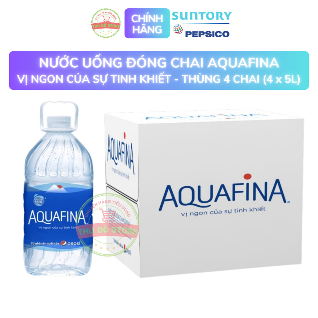 Nước Uống Tinh Khiết Aquafina - Thùng 4 Chai x 5L