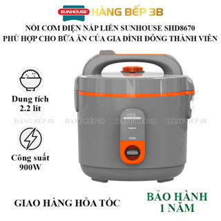  Nồi cơm điện nắp gài 2.2 lít Sunhouse SHD8670 lòng nồi chống dính Ceramic - Bảo hành 1 năm 