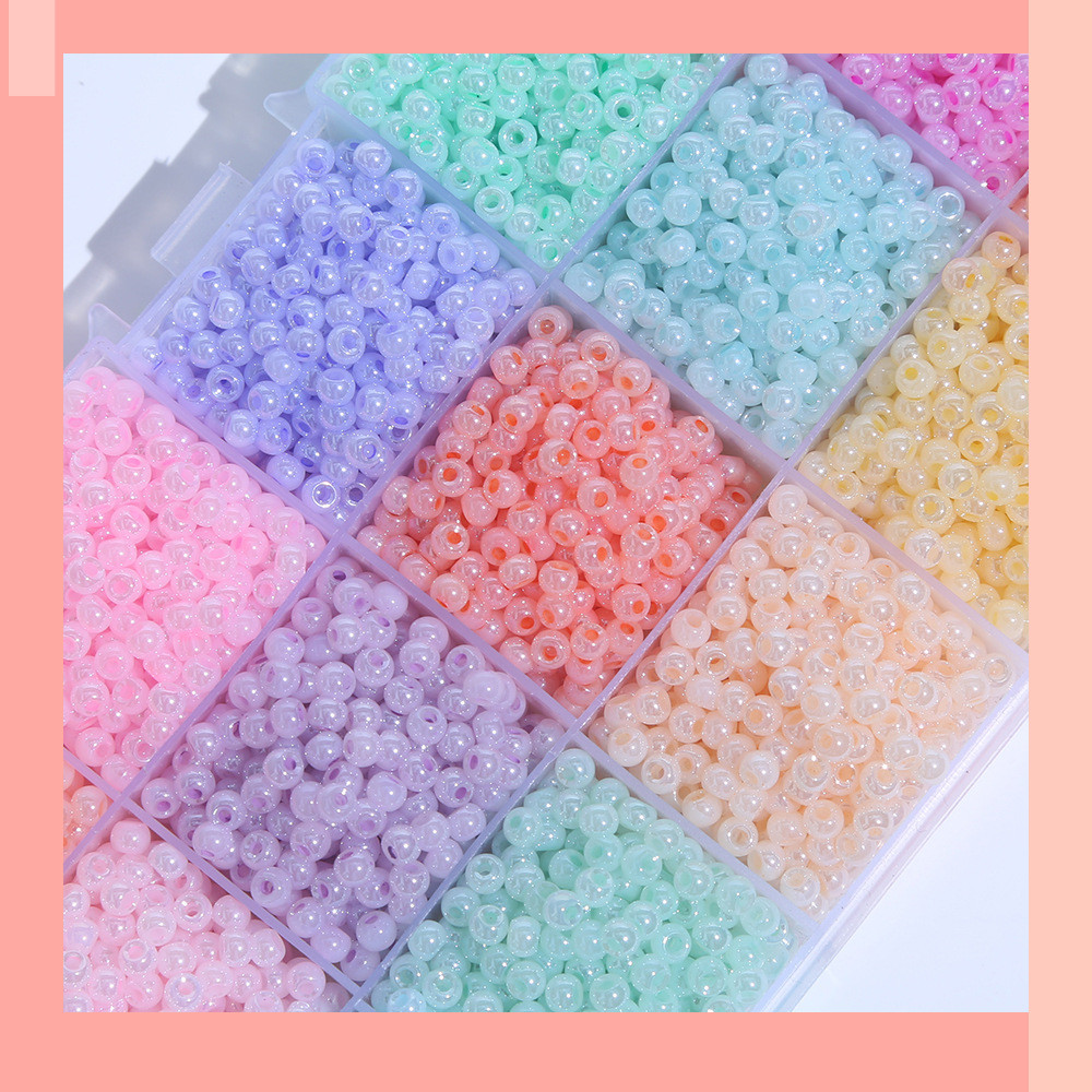[JIN] Hạt gạo ngọc trai thủy tinh màu kem 4mm, phụ kiện đính cườm thủ công tự làm Hàng có sẵn