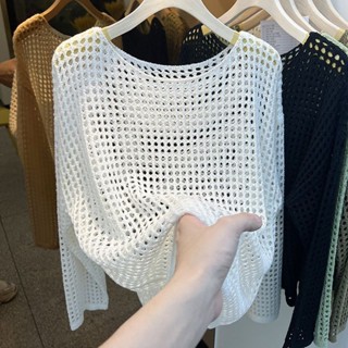 Áo sơ mi lưới dài tay khoét lỗ Jiashucheng cho phụ nữ, mùa hè mỏng, che nắng, áo khoác ngoài mới cho mùa xuân đầu xuân