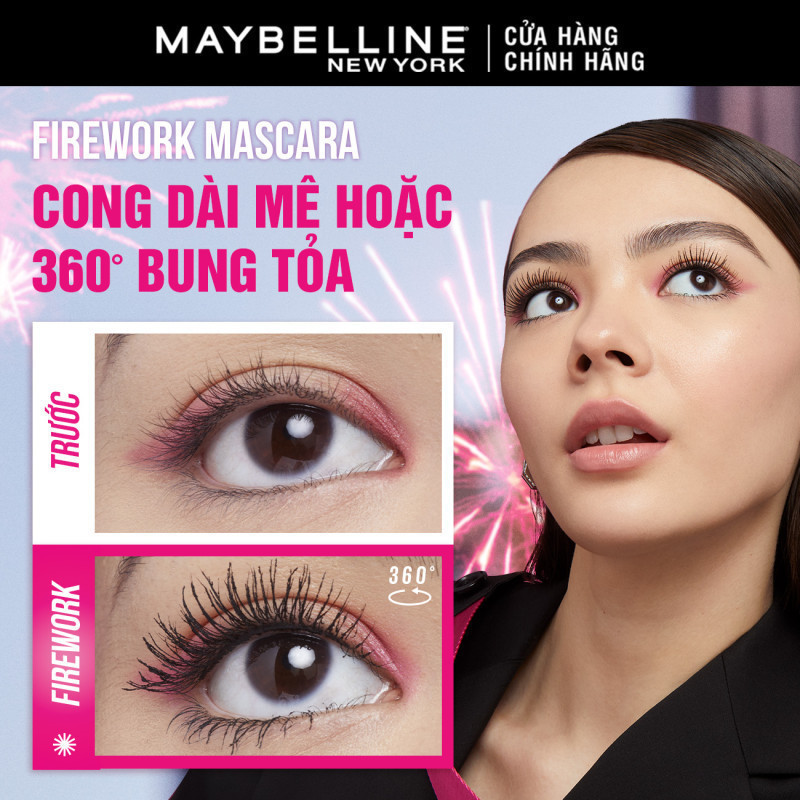 [Mới] Mascara Firework Chuốt Mi Cong Dài và Tỏa Mi 360 Độ Lash Sensational Maybelline New York Waterproof 8.75ml | BigBuy360 - bigbuy360.vn