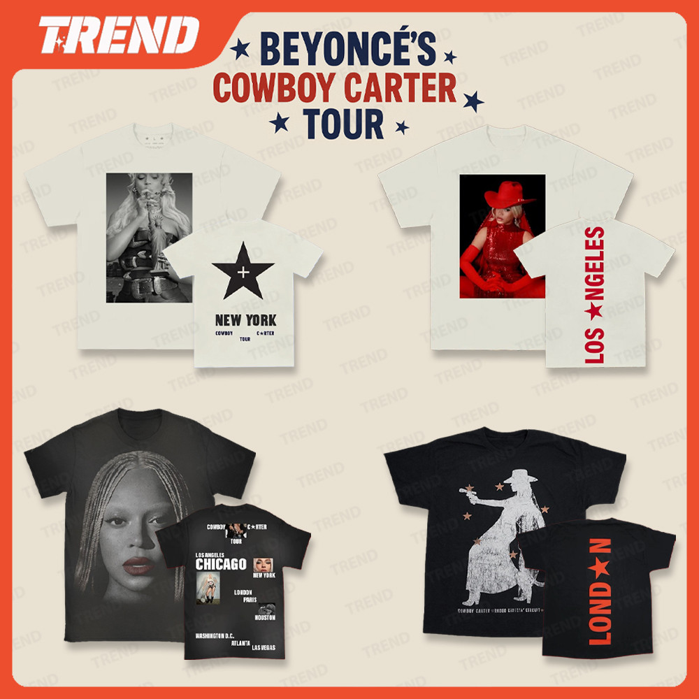 BEYONCE COWBOY CARTER 2025 TOURMERCH Áo thun Cotton Vintage Unisex Loose Printed Tay ngắn Top Plus S