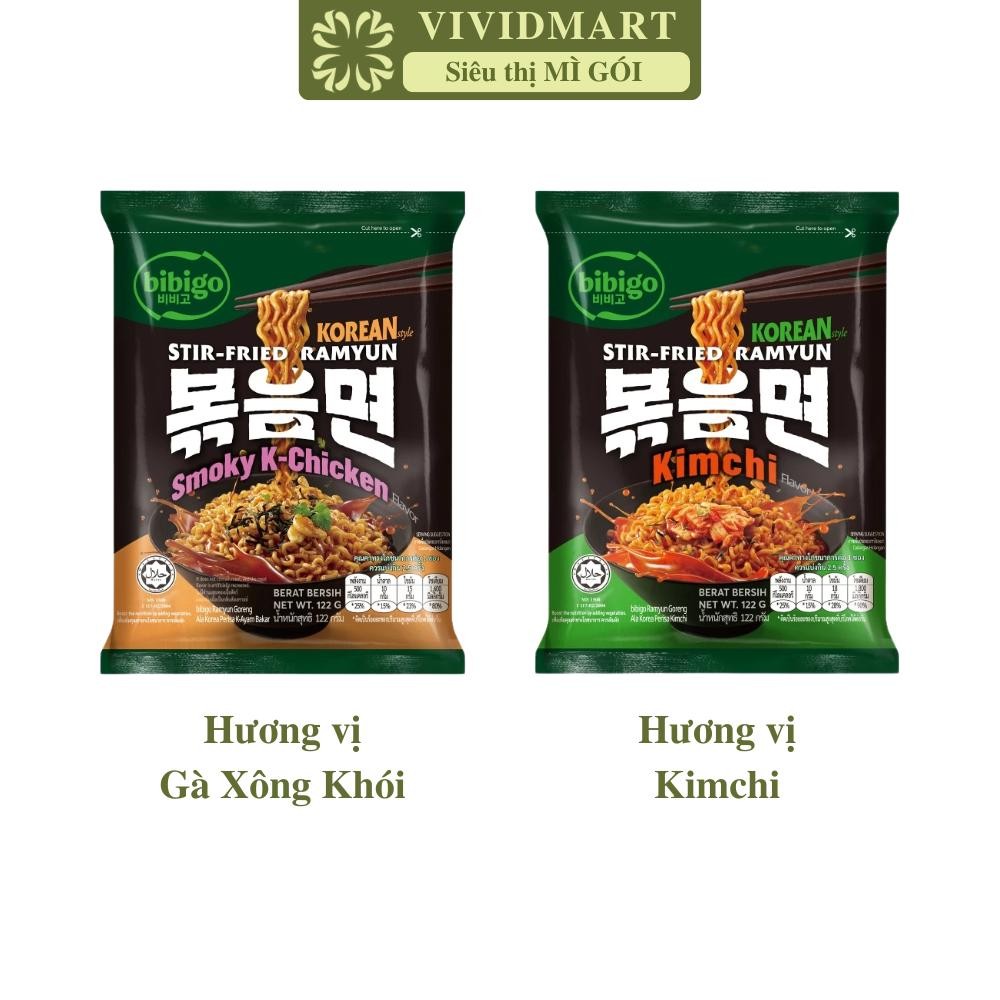 [GÓI LẺ]-CJ FOODS - Mì xào Bibigo 2 vị: Kim chi nguyên bản, Gà-K xông khói, Mì Bibigo Hàn Quốc, Mì B