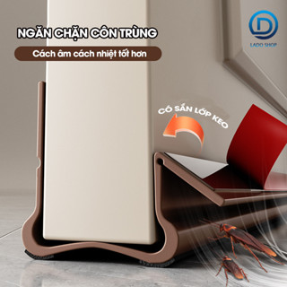 Thanh chèn khe chân cửa D1986 phiên bản nâng cấp có sẵn 2 dãy keo dễ lắp đặt, nhựa PVC, cửa dày 3-5cm, khe hở dưới 2cm