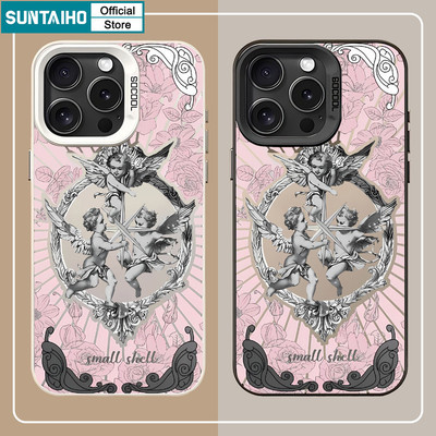 Suntaiho Thẩm Mỹ Vỏ Điện Thoại Họa Tiết Thiên Thần Retro Và Lãng Mạn Cho iPhone 11 12 13 14 15 16 Pro Max IP TPU Silicone IDM Cứng Cao Cấp Chống Sốc Ốp Lưng